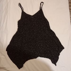Torrid black cheetah print spaghetti strap top w/ uneven hem size 2